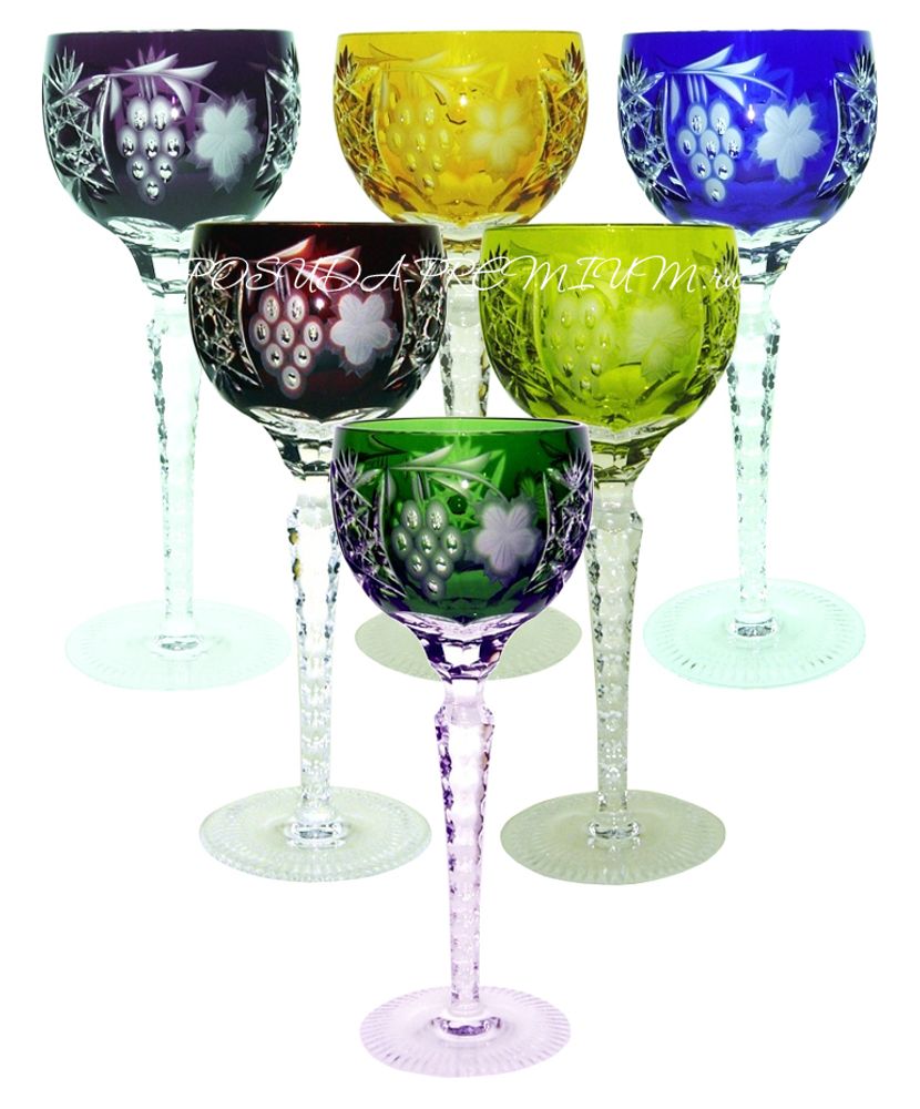 Ajka Crystal Цветные бокалы Grape 230мл, хрусталь