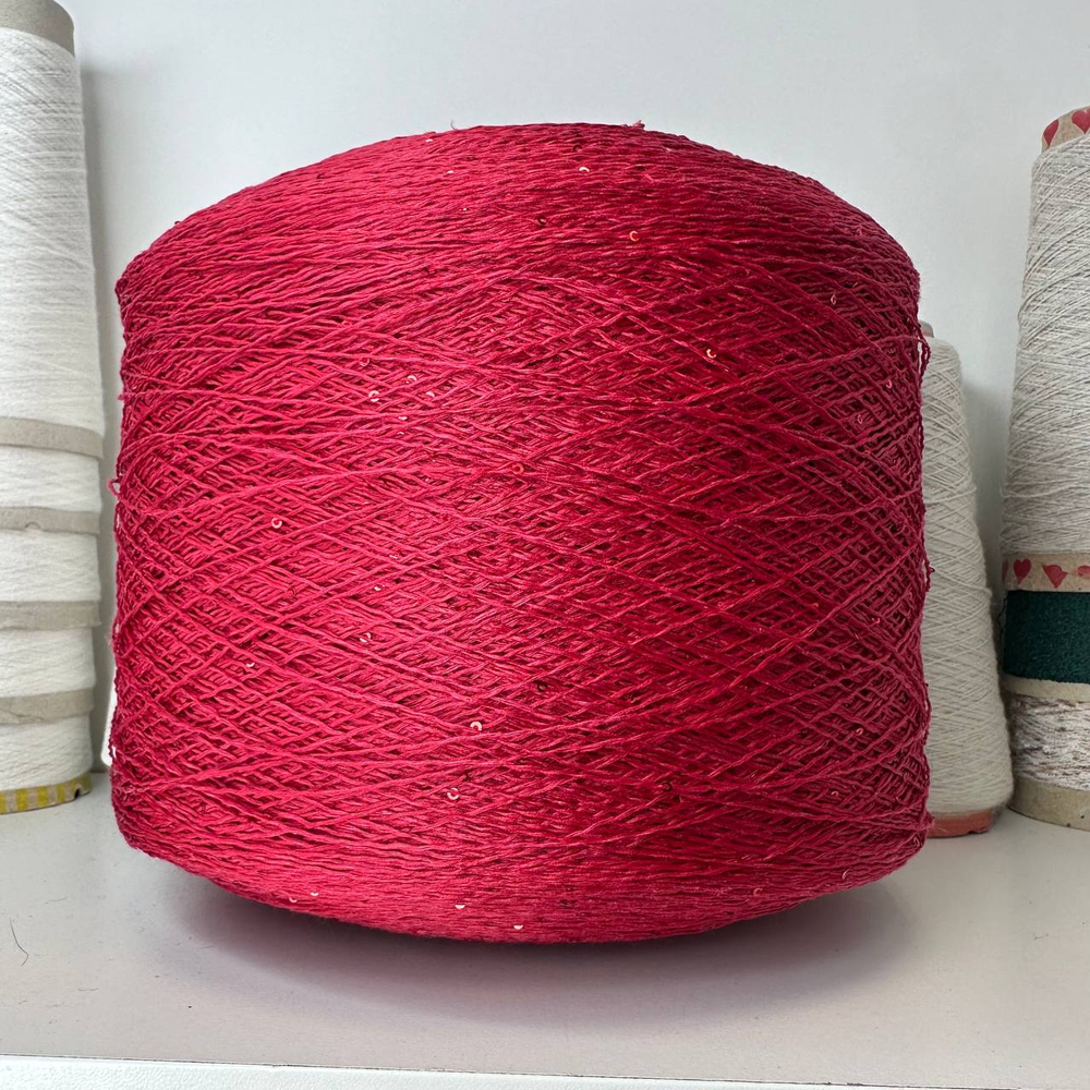 LINETTE PAILLETES - 80% лен, 20% п/а, микропайетки 2мм, ; 450м\100гр; цвет: красный, пайетки в цвет пряжи