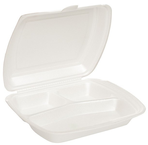 Ланч-бокс, 3-секции, 247х206х(35+30) мм, белый в полиэтилене, 200 штук