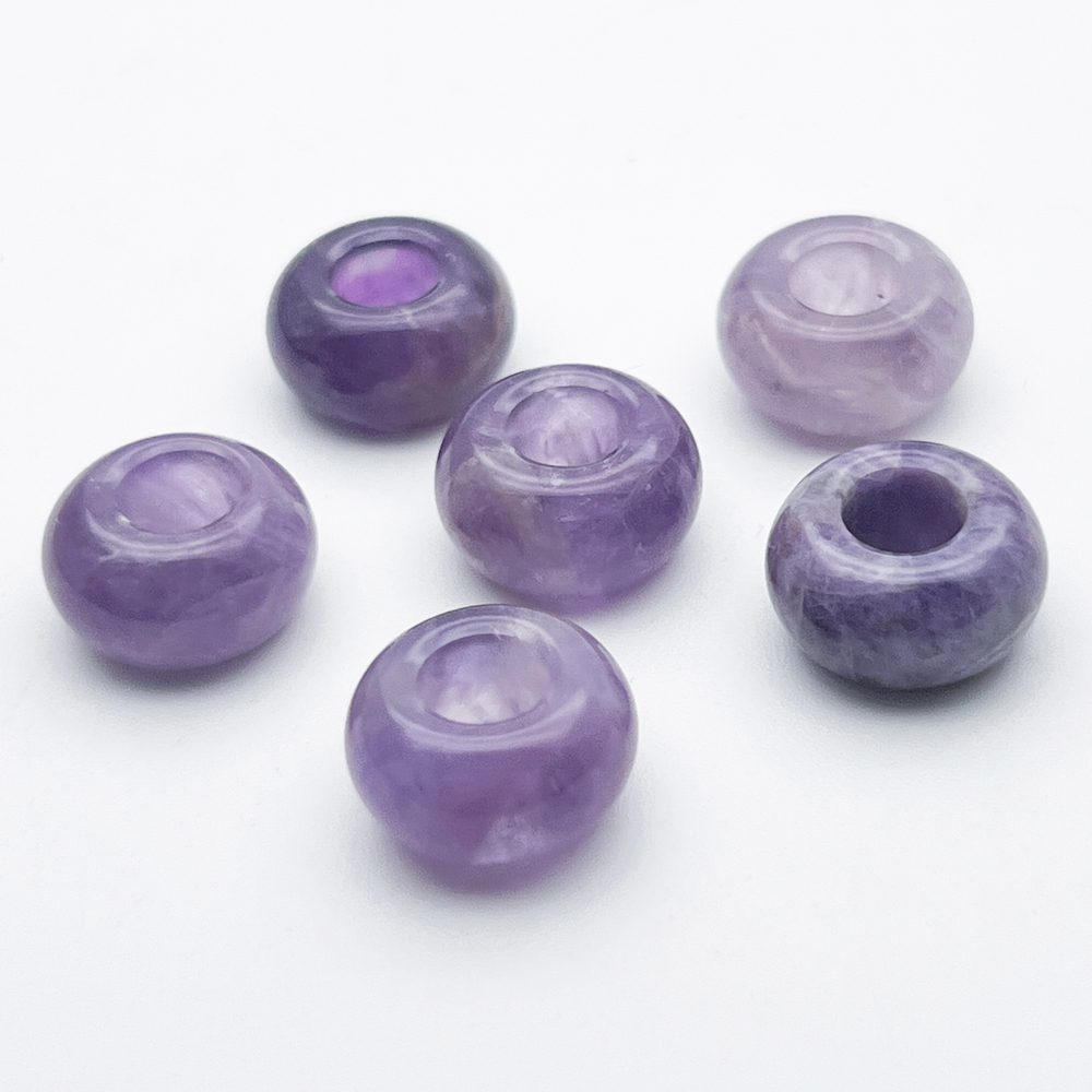 Аметист, размер 14 мм, диаметр отверстия 5 мм, цена за 1 шт