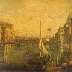 Карманные серебряные часы с парусником