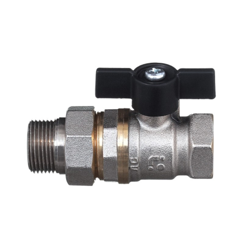 Кран латунный шаровой БАЗ.А.А31.1, 11Б27п1, DN 15, PN 40, никелированный, американка, бабочка