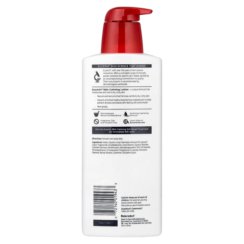 Eucerin, успокаивающий лосьон, для сухой и зудящей кожи, без отдушки, 500 мл (16,9 жидк. унции)