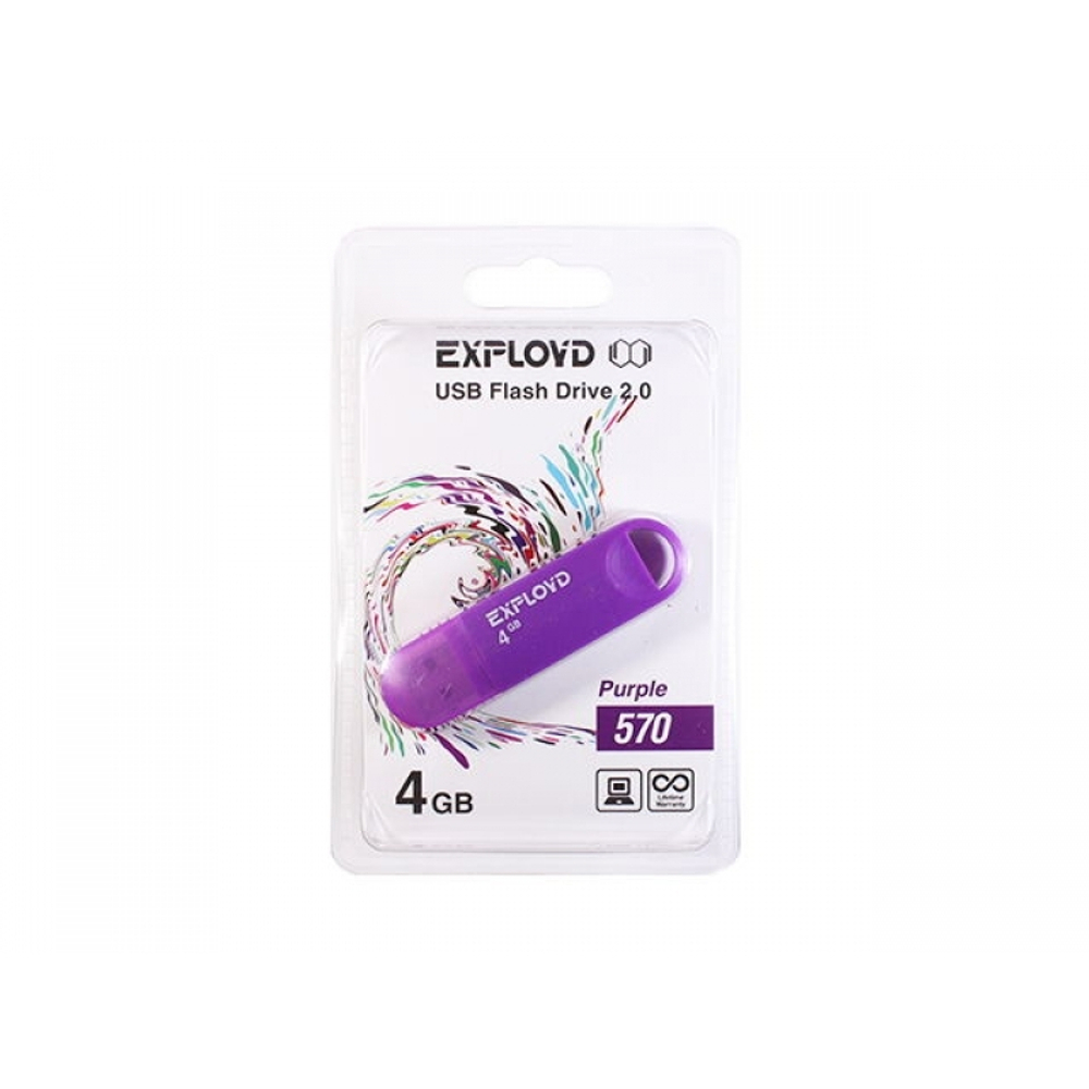 USB Флешка 4GB Exployd 570, USB 2.0, пурпурная