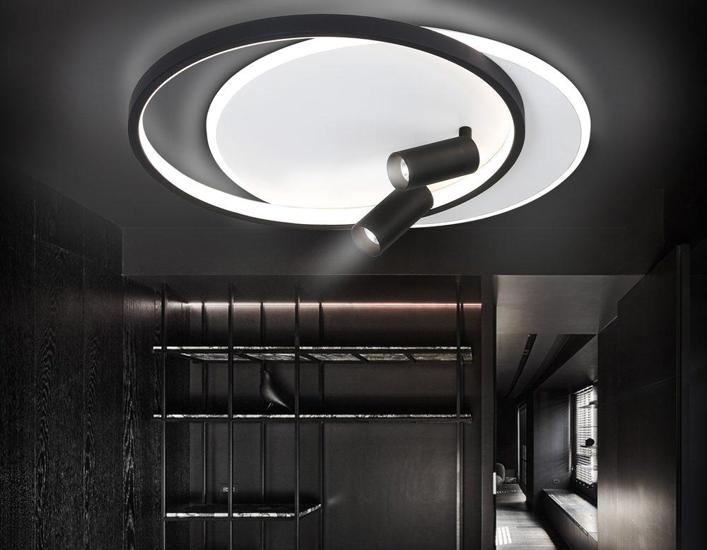 Светильник светодиодный настенно-потолочный с пультом FL5137/2+2 WH/BK белый/черный 66W 3000K/4200K/6400K+4200K 500*420*130 (ПДУ ИК)