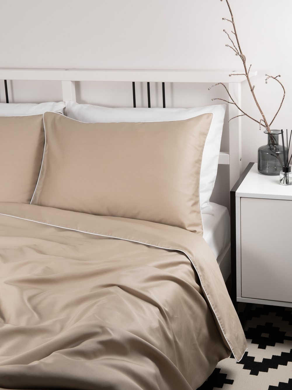 MOON Комплект постельного белья, сатин темно-бежевый