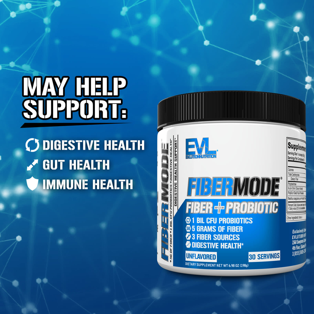 EVLution Nutrition, FiberMode, клетчатка и пробиотик, без добавок, 198 г (6,98 унции)
