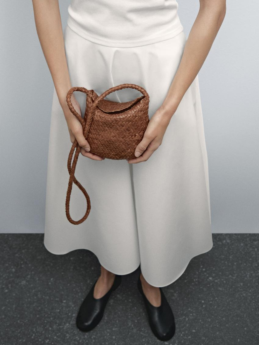 Massimo Dutti Сумка с ремнем через плечо, цвет кожи