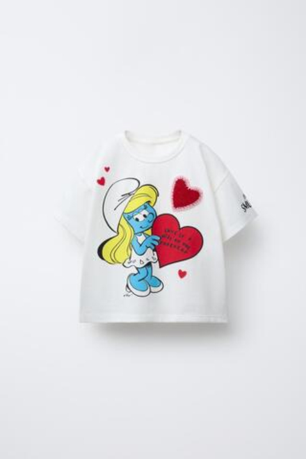 ZARA ФУТБОЛКА С ПРИНТОМ THE SMURFS ™, БЕЛЫЙ