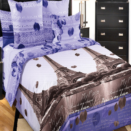 Комплект постельного белья с одеялом "П37. РОМАНТИКА ПАРИЖА" коллекция Зима-Лето , поплин, 100% хлопок. ОДЕЯЛО-ПОДОДЕЯЛЬНИК на молнии!!!