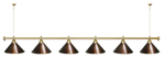 Лампа STARTBILLIARDS 6 пл. (плафоны зеленые,штанга золотая,фурнитура золото)