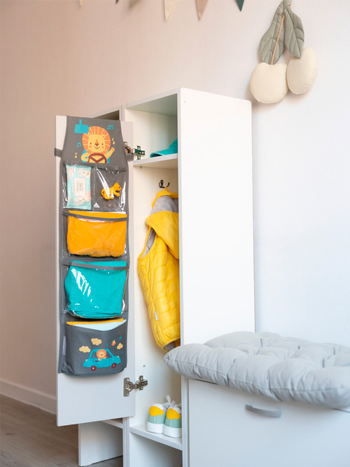 Набор 2 Львенок в машинке, серый (Карман+ковер+мешок) Пакет