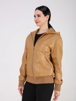 Кожаная куртка демисезонная с капюшоном