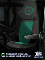 Чехлы Mercedes Actros MP3 (экокожа, черный, зеленая вставка)