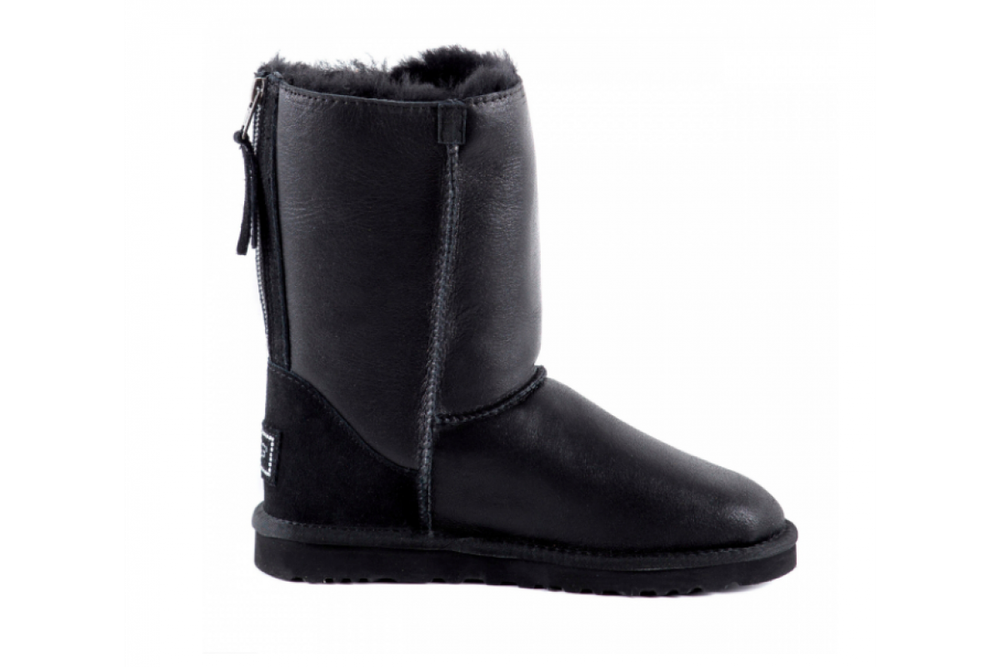 UGG Classic Short Zip Metallic Black