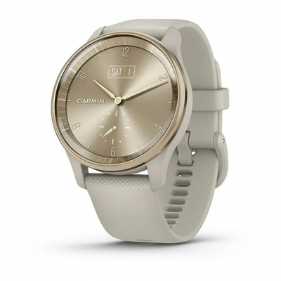 Часы Garmin Vivomove Trend , French Gray, Silicone WW, безель цвета кремового золота, серый ремешок, 010-02665-02