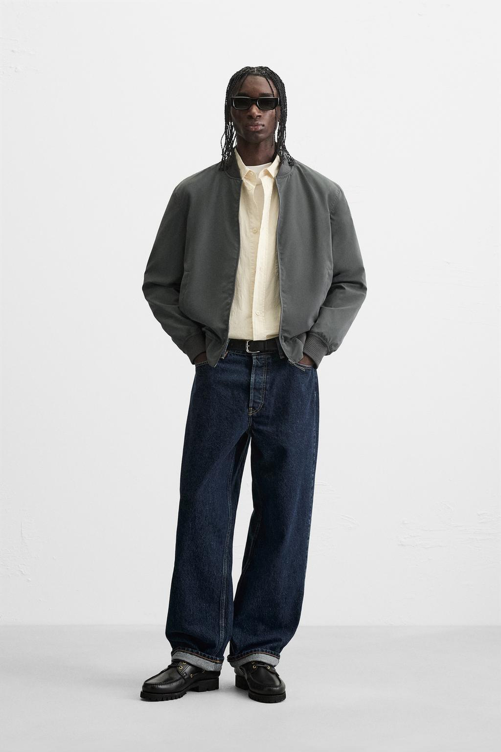 ZARA ЛЕГКАЯ КУРТКА-БОМБЕР, АНТРАЦИТОВО-СЕРЫЙ