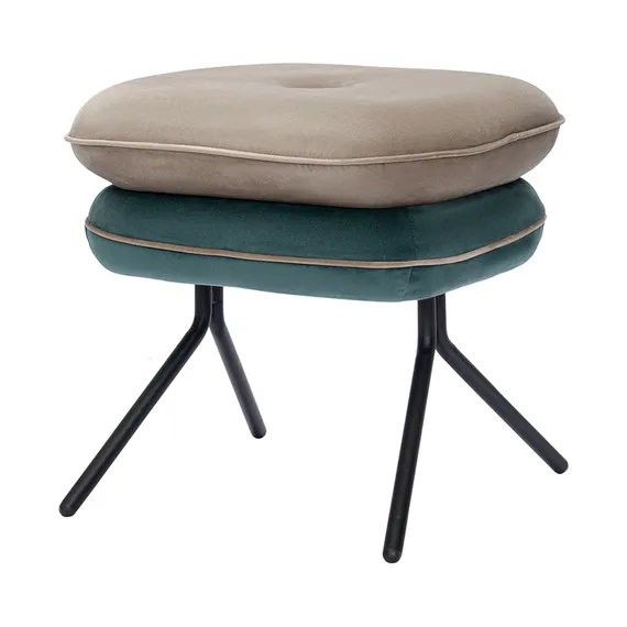 Пуф pea, велюр, бежевый/сине-зеленый
