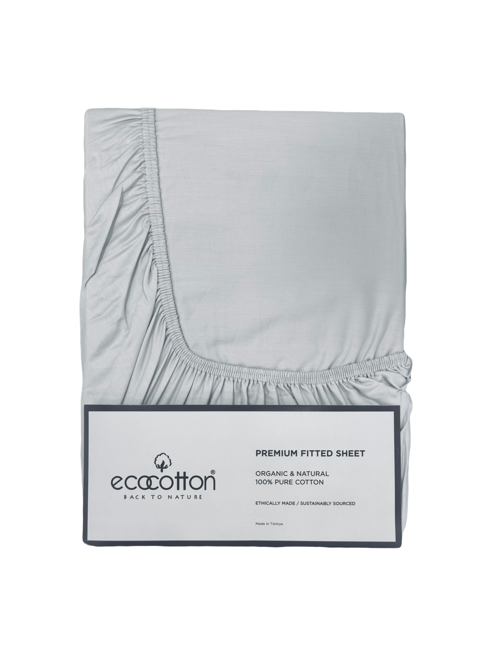 Сатиновая простынь на резинке EcoCotton 120х200 | серая