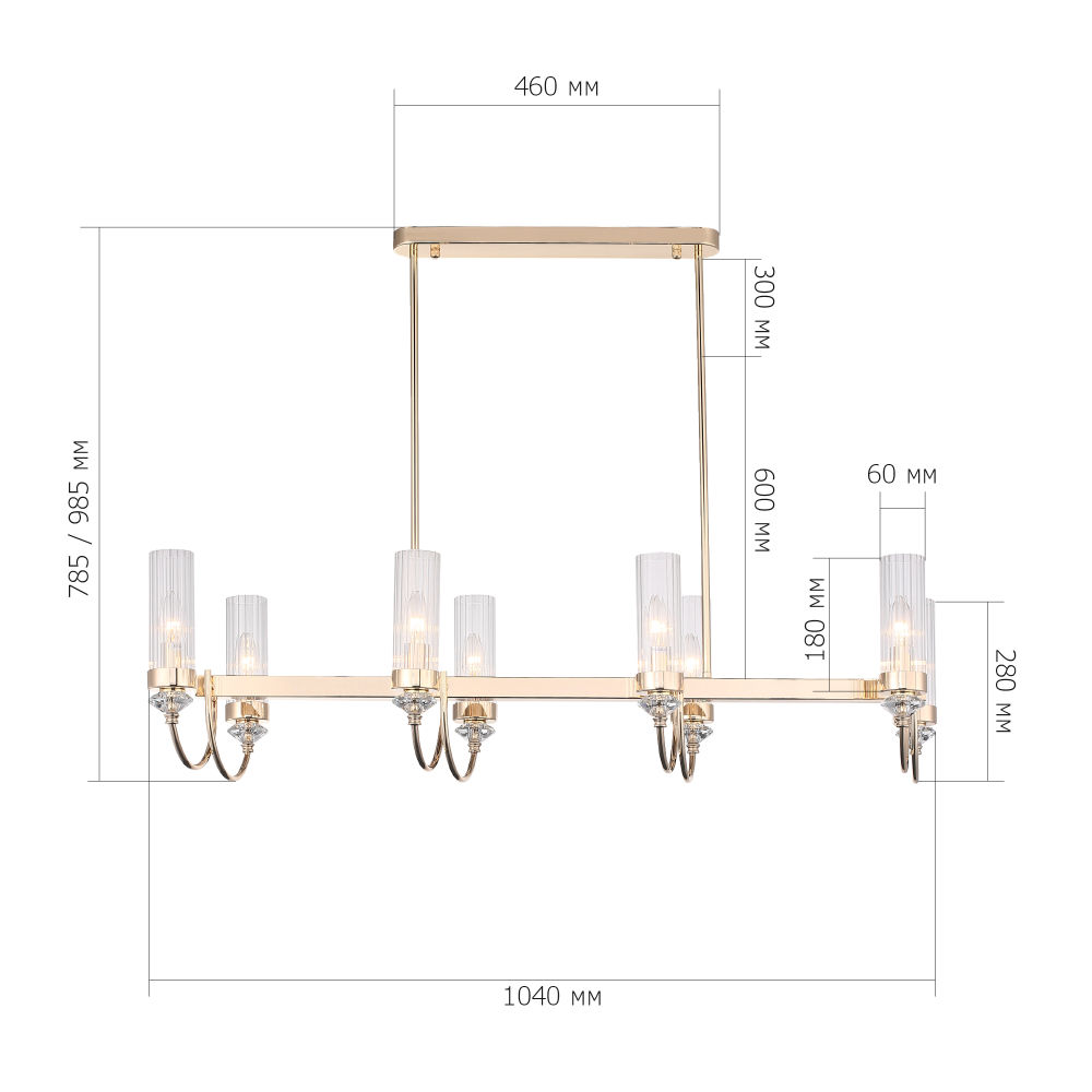 SL1402.223.08 Люстра подвесная ST-Luce Латунь/Прозрачный E14*8 40W ЭЛЕГРА