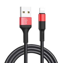 Кабель USB - Lightning 2A Hoco X26 1м (100 см) (Черный с красным)