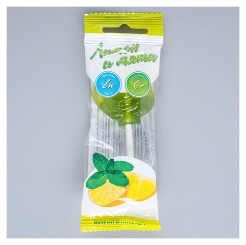 Леденец карамель Петушок лимон и мята с Цинком и витамином С 17гр.