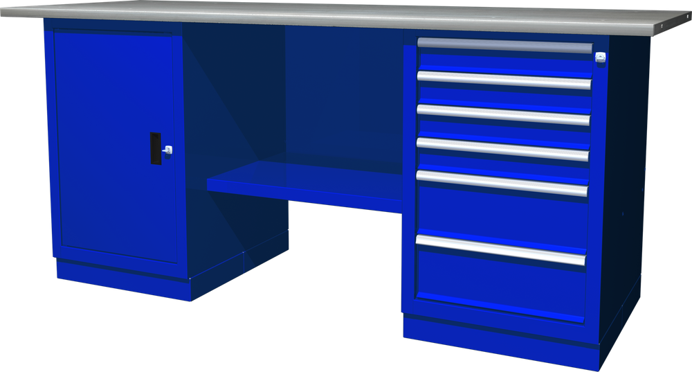 OWB2-16 Верстак с двумя тумбами, тумба с одной дверцей и тумба с 6 ящиками, 1900х686х820 мм