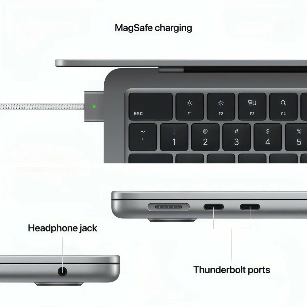 Ноутбук Apple MacBook Air 13' m2 8GB RAM, 256GB SSD, Space Gray (темно-серый)