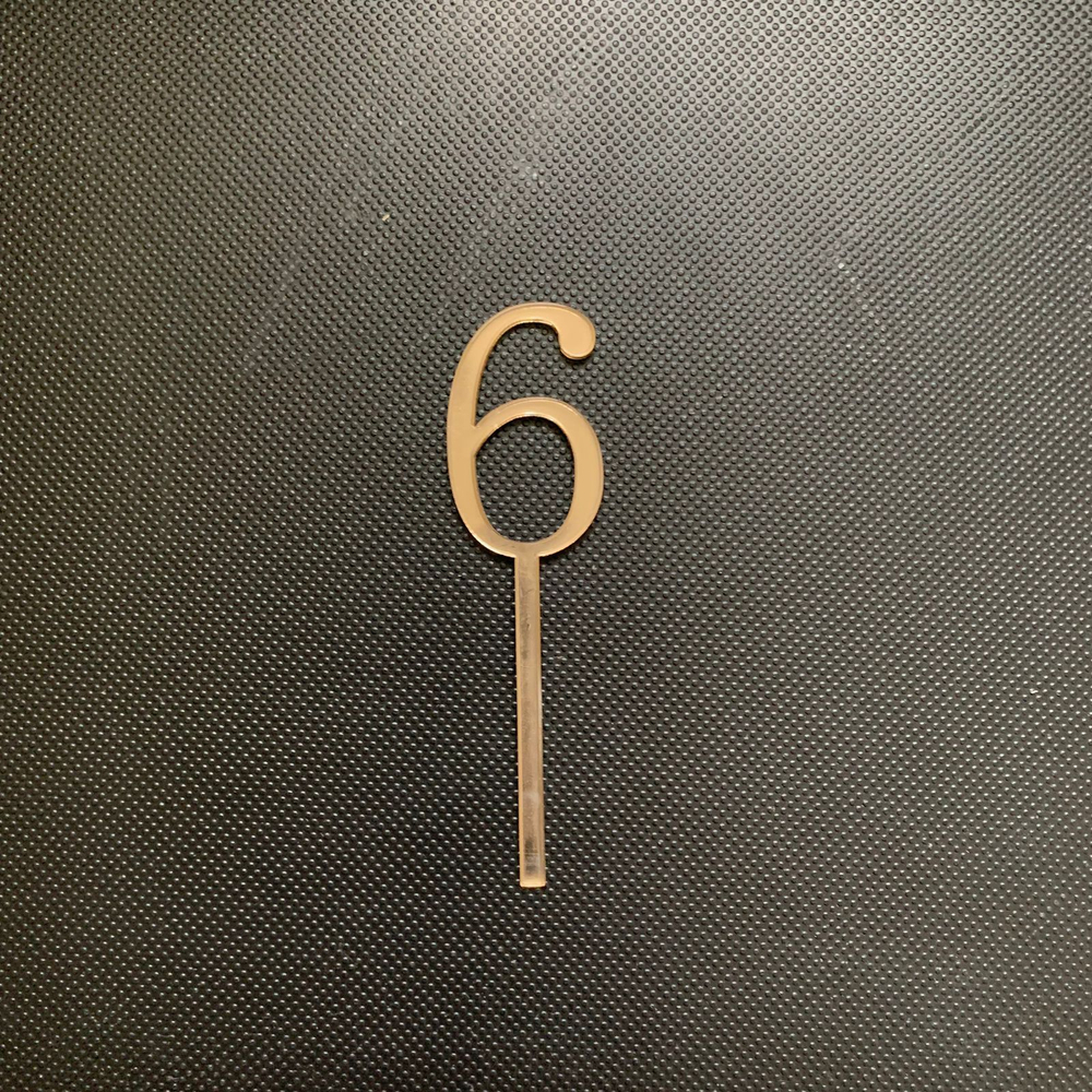 Топпер / Цифра мини "6" / акрил зеркальный золото