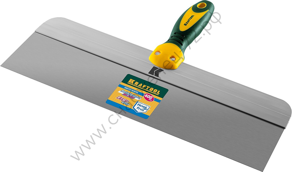 KRAFTOOL 400 мм, широкое полотно алюминиевая направляющая двухкомпонентная ручка, нержавеющий, Фасадный шпатель (10036-400)