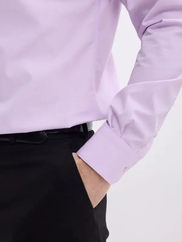 Рубашка на высокий рост LONG SLIM FIT с длинным рукавом, сиреневая