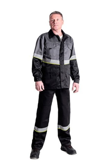 Костюм мужской летний «ЮЖНАЯ ШИРОТА» (куртка+брюки) цв.черный/серый БОЛЬШОЙ РАЗМЕР