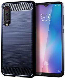 Чехол для Xiaomi Mi 9 (9 Pro 5G) цвет Blue (синий), серия Carbon от Caseport