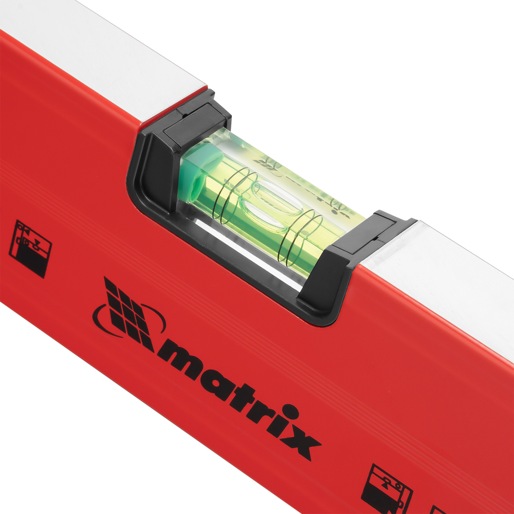 Уровень алюминиевый магнитный, 1200 мм, фрезерованный, 3 глазка (1 зеркальный) усиленный Matrix