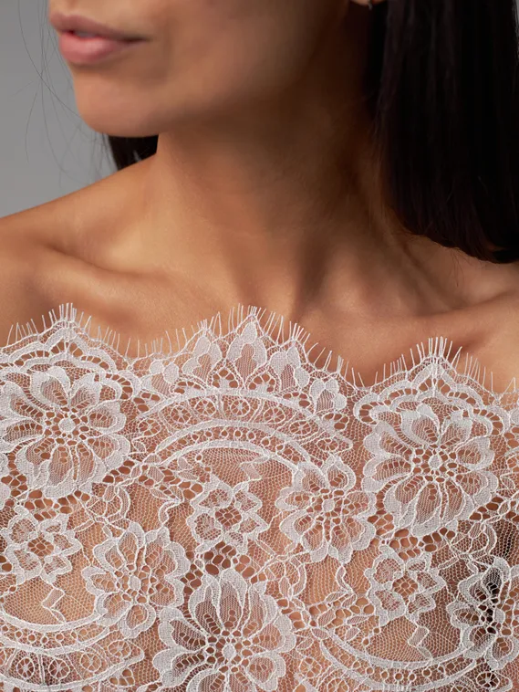 01-39 Кружево шантильи 19-22 см, айвори