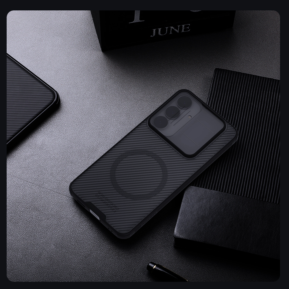 Чехол с встроенным магнитом от Nillkin для Samsung Galaxy S25 FE, серия CamShield Pro Magnetic Case (Clear version) прозрачный тонированный