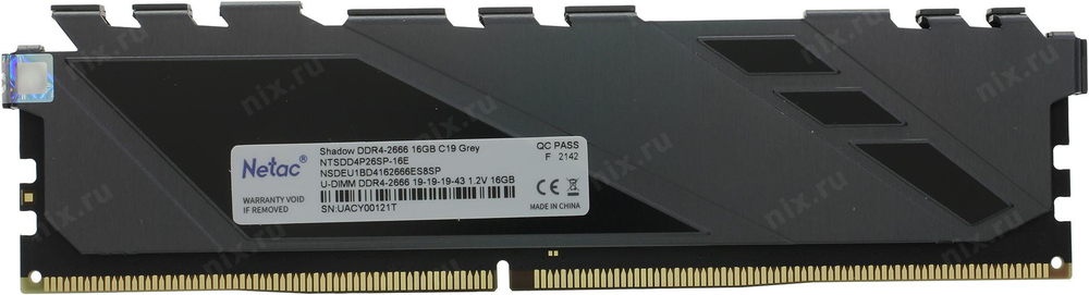 Модуль памяти Netac Shadow DDR4 DIMM 16Gb PC4-21300 CL19
