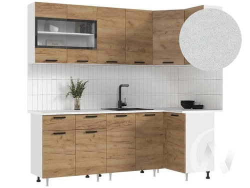 Кухня Рио NEW ЛДСП 2;2х1;0м (белый/дуб крафт/антарес)