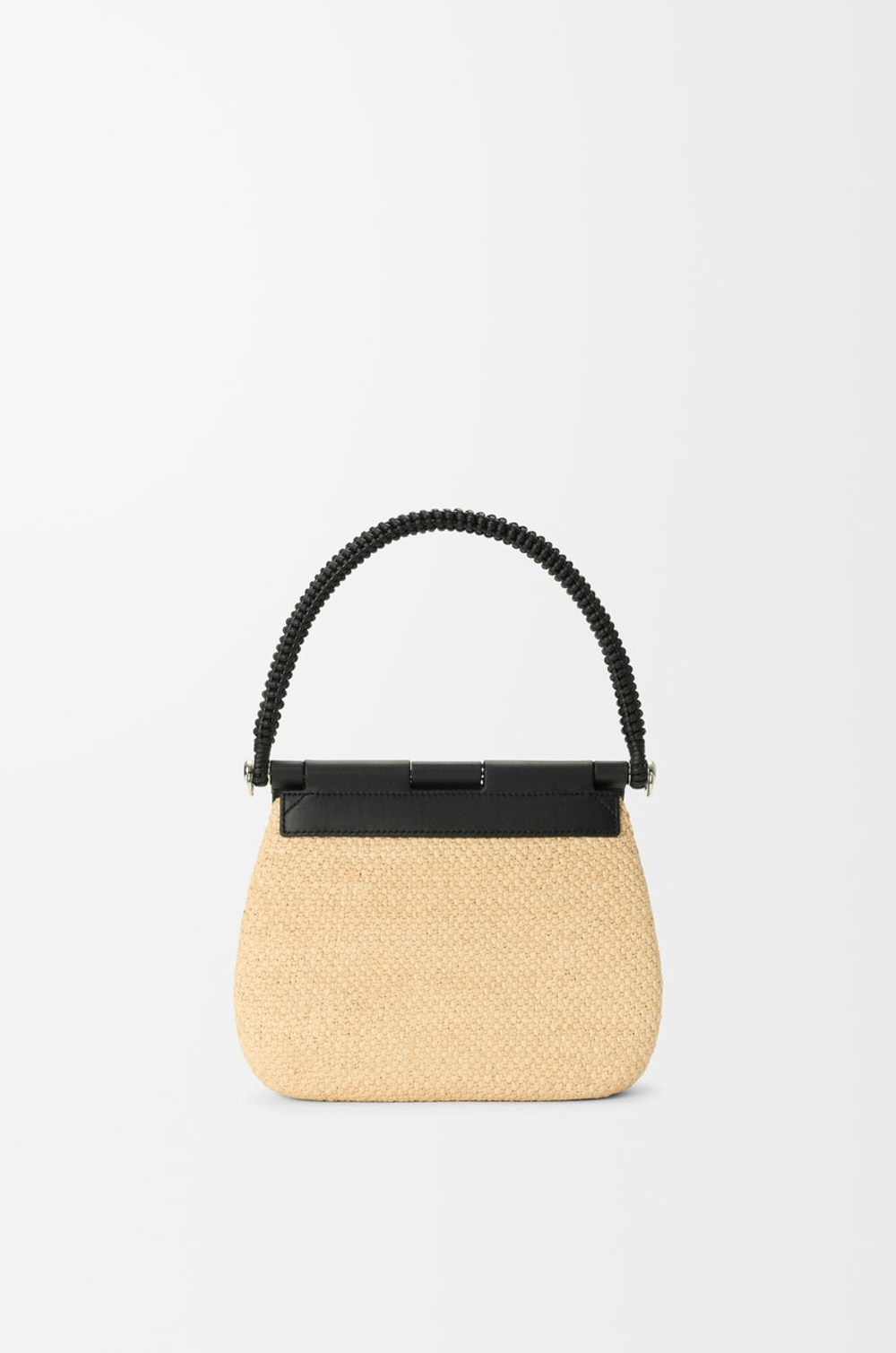 Loewe Средняя сумка Pescador из рафии и телячьей кожи, натуральный/черный