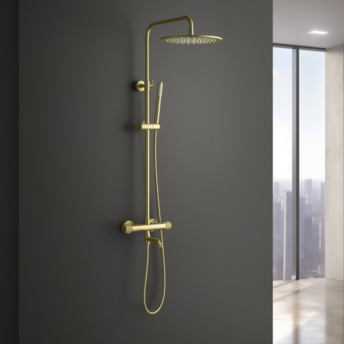 Душевая система с термостатом Timo Saona SX-2380/17 золото матовое