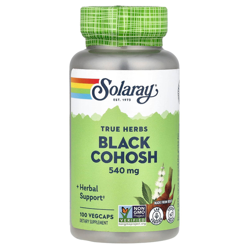 Solaray, True Herbs, черный кохош, 540 мг, 100 растительных капсул
