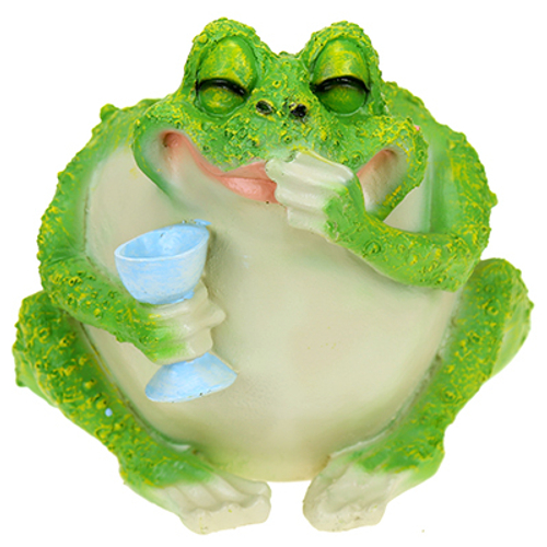 Лягушка толстая с рюмкой (полистоун)