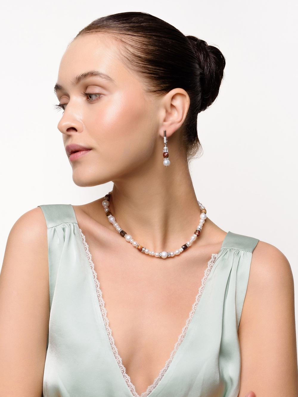 Чокер "Pearl charm" с яшмой Silver