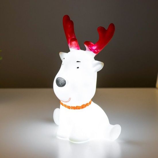 Новогодний ночник "Олененок с рожками" 1Вт белый 10,5*8*14 см.