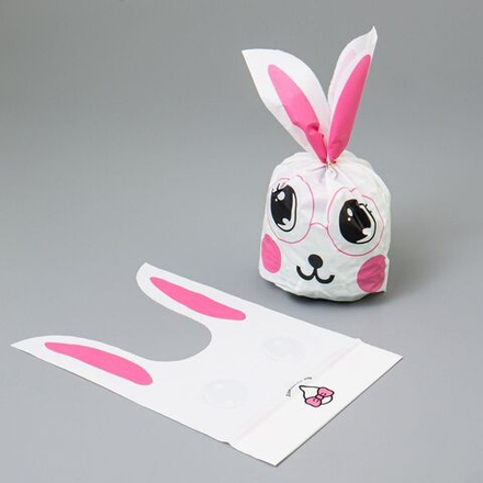 Мешок подар. ПВХ с ушами 13*22см "Зайчик в очках" 50шт/уп