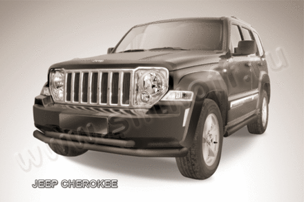 Защита переднего бампера Jeep Cherokee KK (2007-2012) d76+d57 серебристая