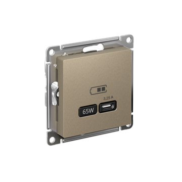 Розетка USB AtlasDesign тип C 65Вт QC PD высокоскор. ЗУ механизм шампань SE ATN000527