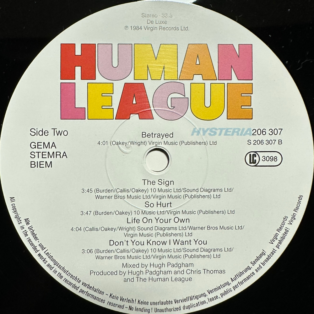 The Human League - Hysteria (Европа 1984г.)