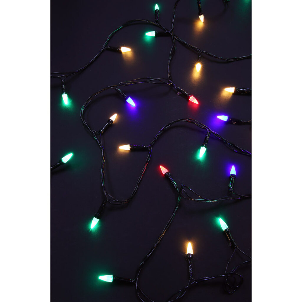 Гирлянда улич. электрическая 10м 100LED светодиодная "Кристалл" черный шнур, 220В, мультицвет