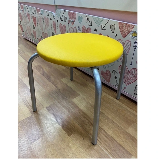 Табурет детский серый кожзам желтый